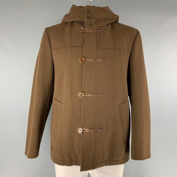 MARC JACOBS Chest Size 42 Size 42 Brown Wool Hooded Coat - Picture 1 of 6